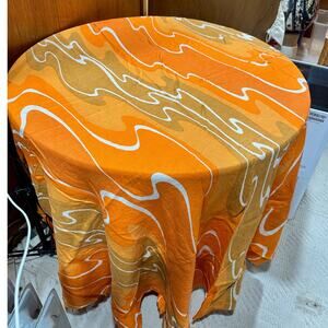 Vintage Vera Orange Swirl Round Tablecloth - 84" Diameter